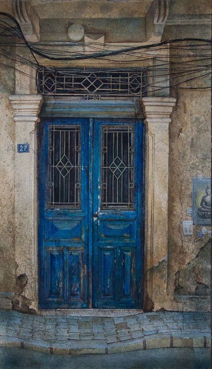 Blue Wooden Door Design Decor