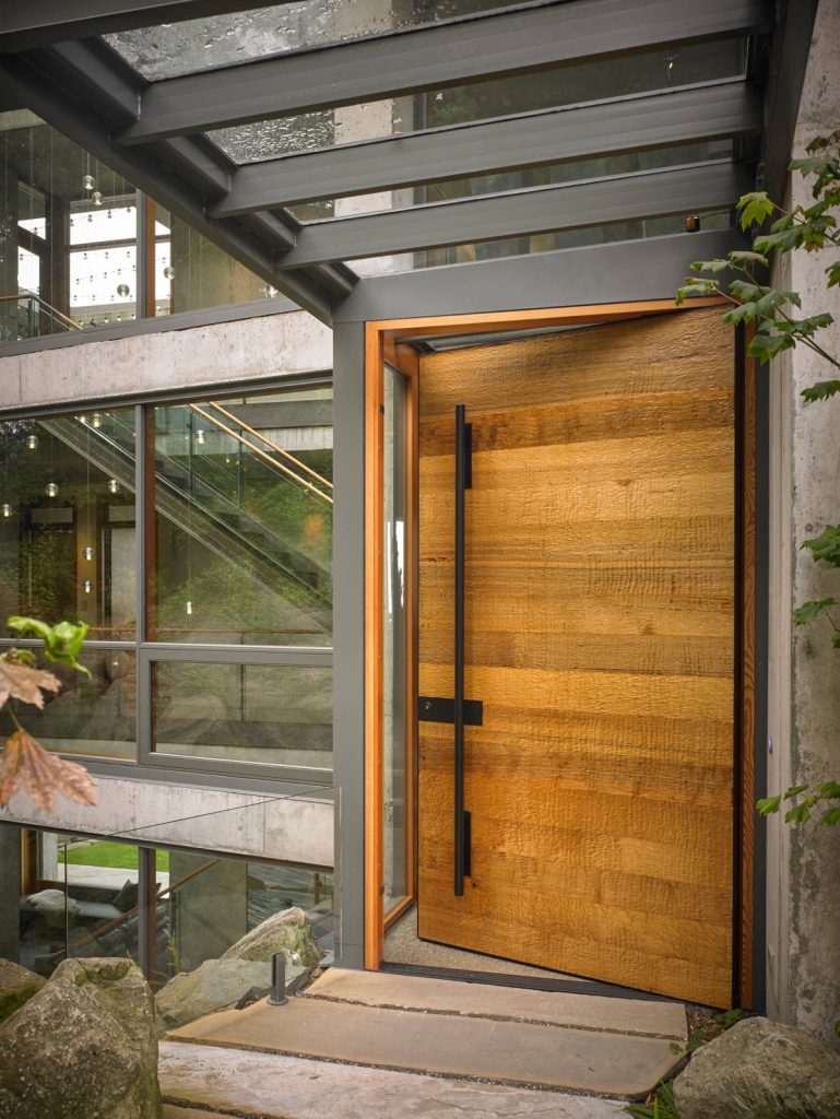 Textured Wooden Front Door Design
