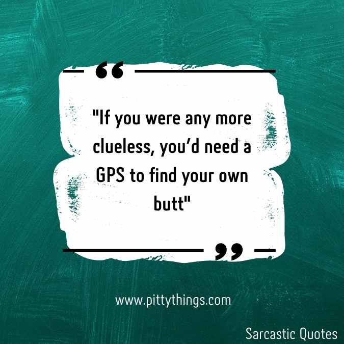 "If you were any more clueless, you'd need a GPS to find your own butt"