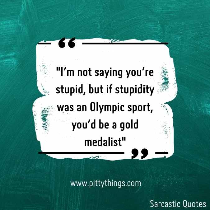 "I'm not saying you're stupid, but if stupidity was an Olympic sport, you'd be a gold medalist" 