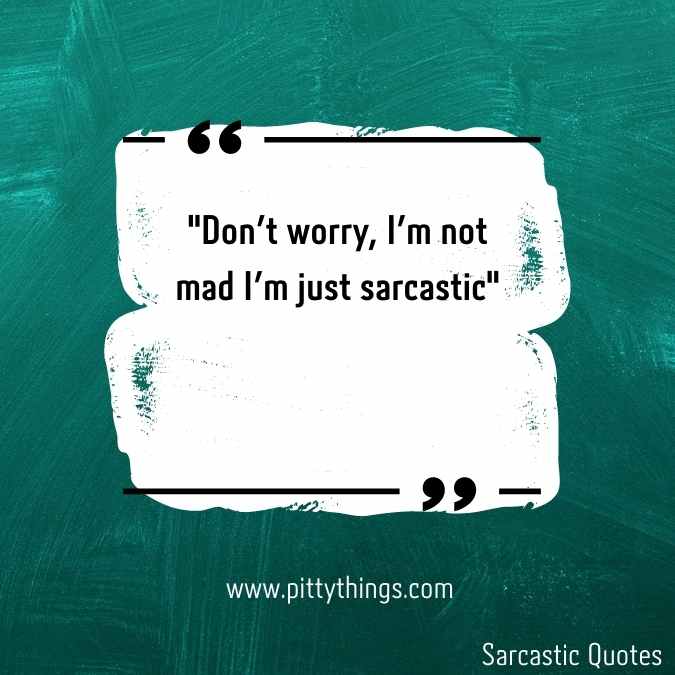 "Don't worry, I'm not mad I'm just sarcastic"
