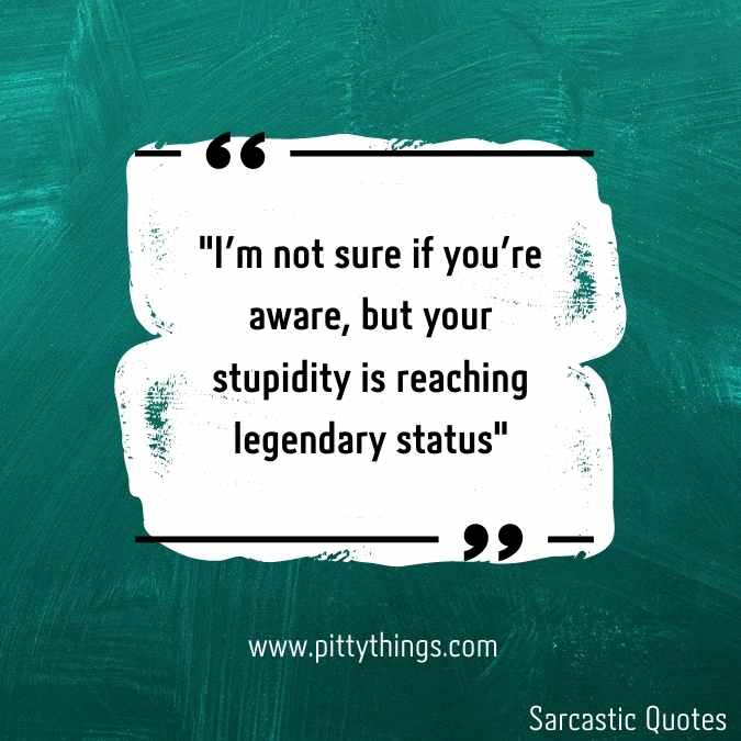 "I'm not sure if you're aware, but your stupidity is reaching legendary status"