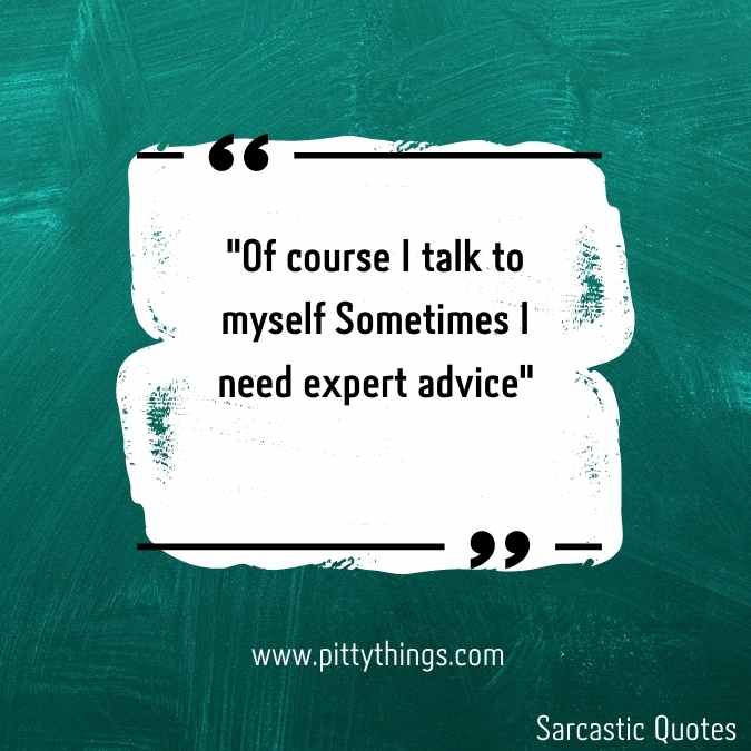 "Of course I talk to myself Sometimes I need expert advice"
