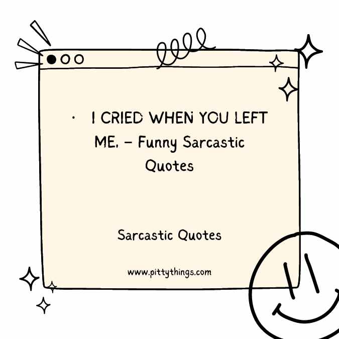 I CRIED WHEN YOU LEFT ME, – Funny Sarcastic Quotes