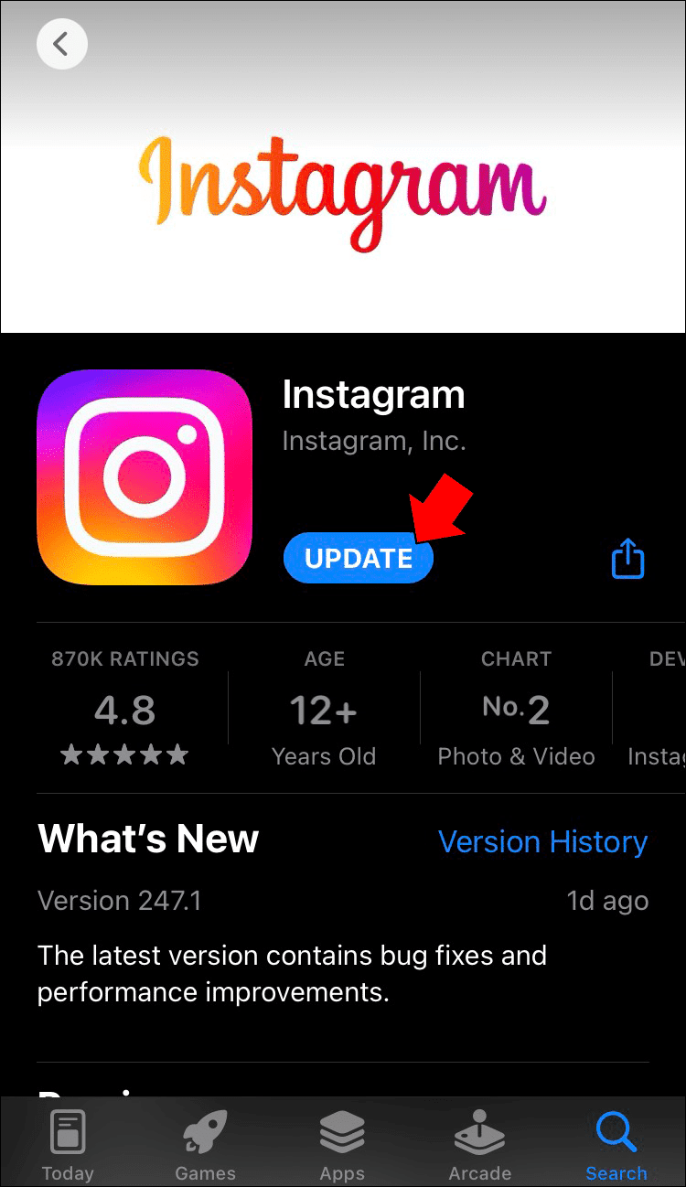 an Instagram message blacked out updated version 