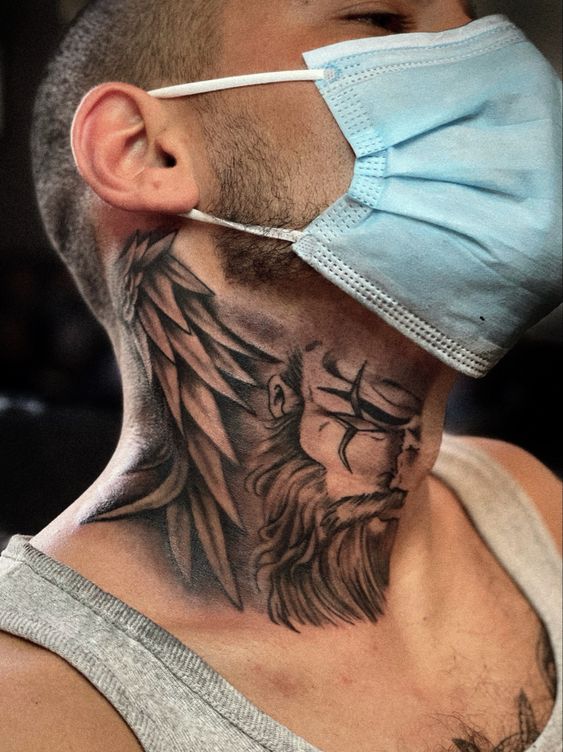 Top number hood gangsta neck tattoo