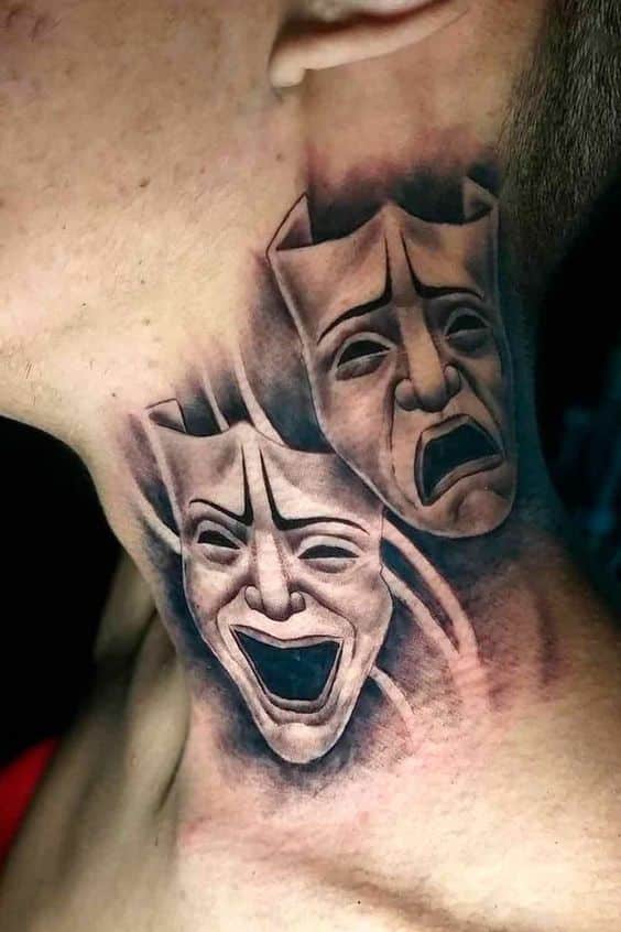 Mask Gangster side neck tattoos for guys