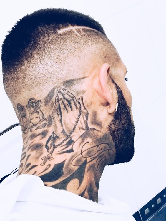 gangster back neck tattoo design