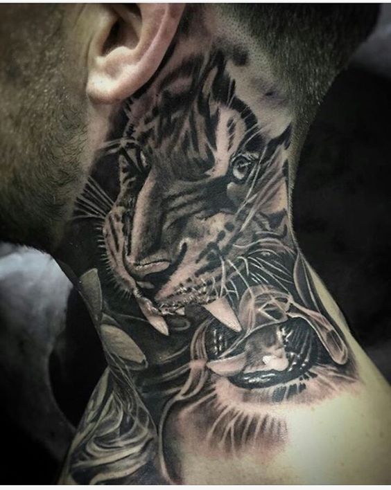 Tiger gangsta neck tattoo designs