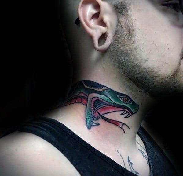 Top Hood gangster neck tattoo designs Snake