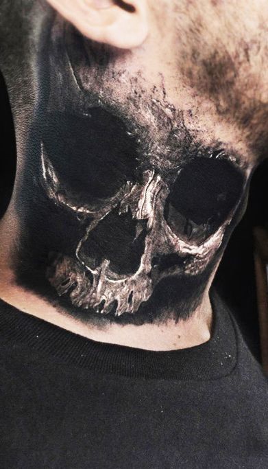 Horror Gangster side neck tattoos for guys