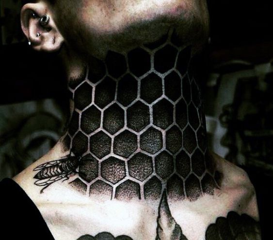 One of the best look gangster neck tattoo design