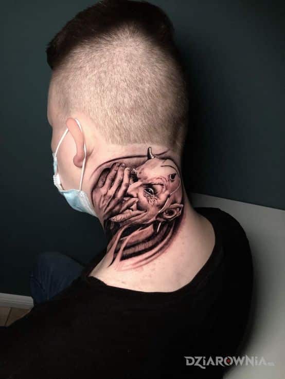 Stannic whisper Gangster side neck tattoos for guys