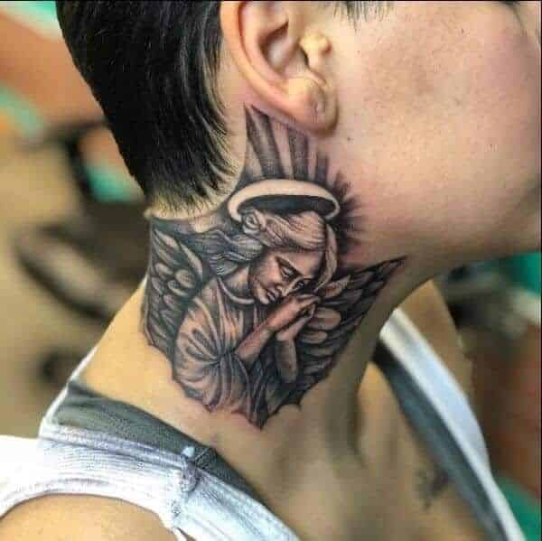 calm gangsta neck tattoo designs