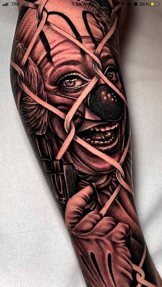 Clown, Forearm Tattoo for gangster Hood