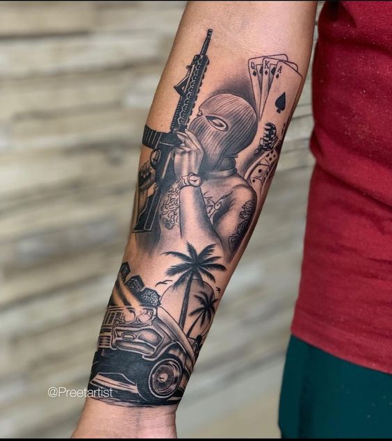 50+ Gangster Hood Forearm Tattoos for Guys