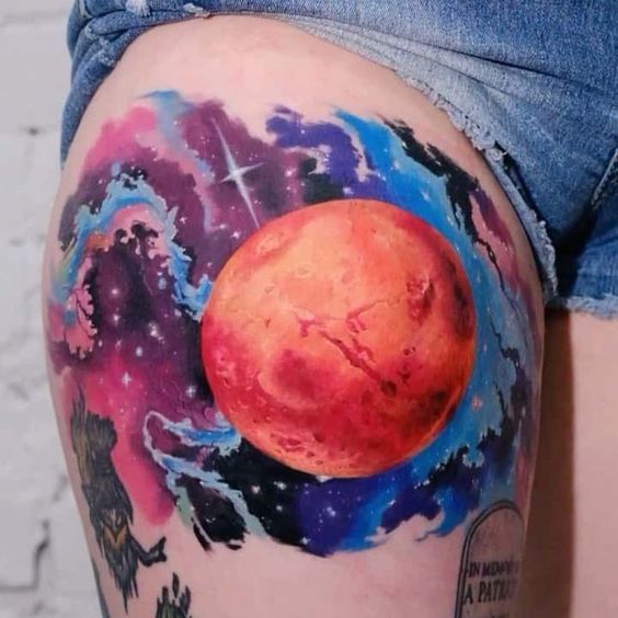 Big Red planet Mars Tattoo