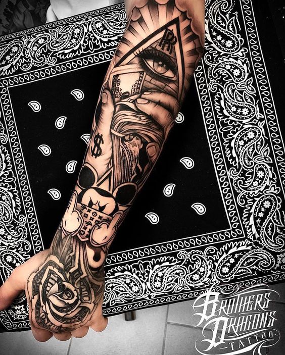 50+ Gangster Hood Forearm Tattoos for Guys