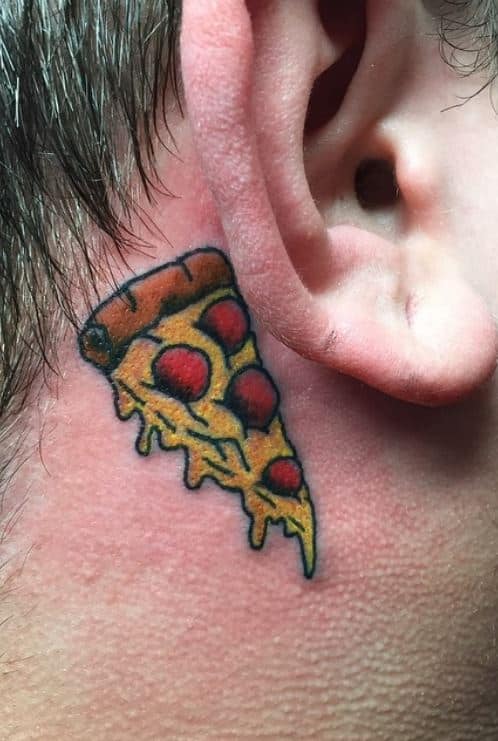 Food lover behind ear tattoo for men