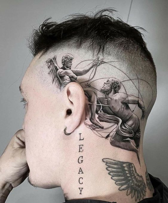 Legacy Behind the ear tattoo for men