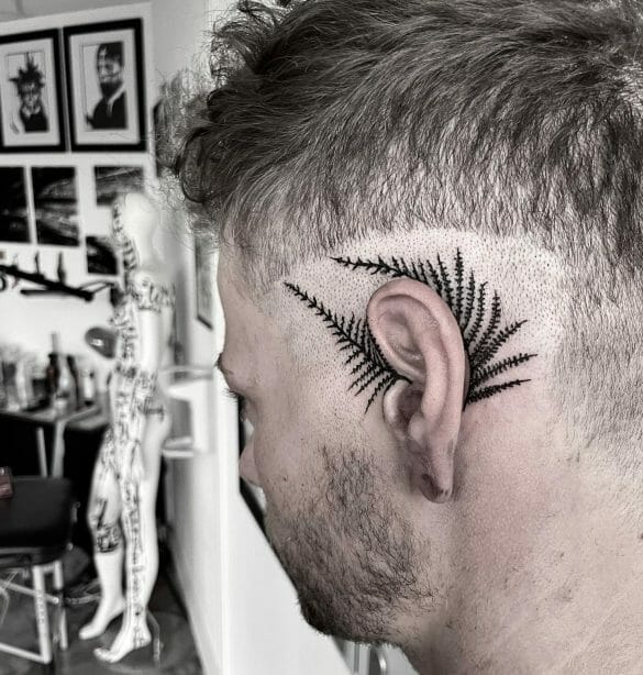 Tattoo around ear for men