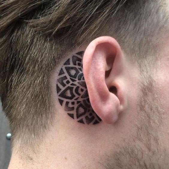 Tattoo Behind the ear design for men