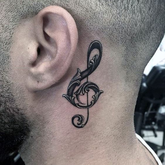 Tattoo design for men behind the ear