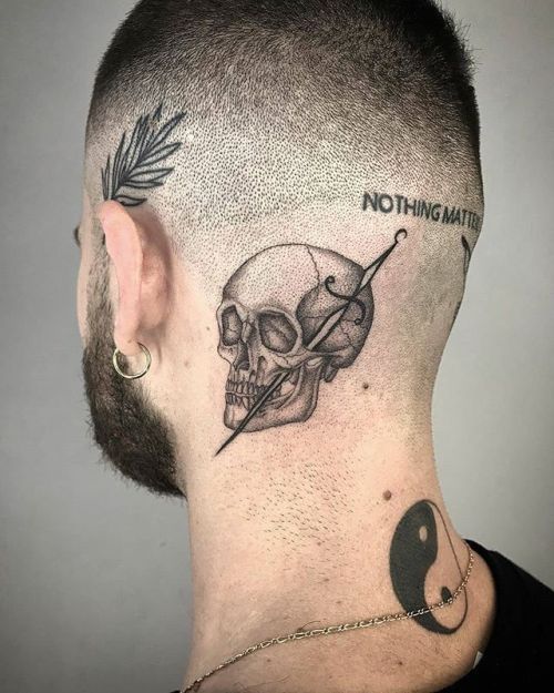 Hood design Behind the ear Tattoo for men
