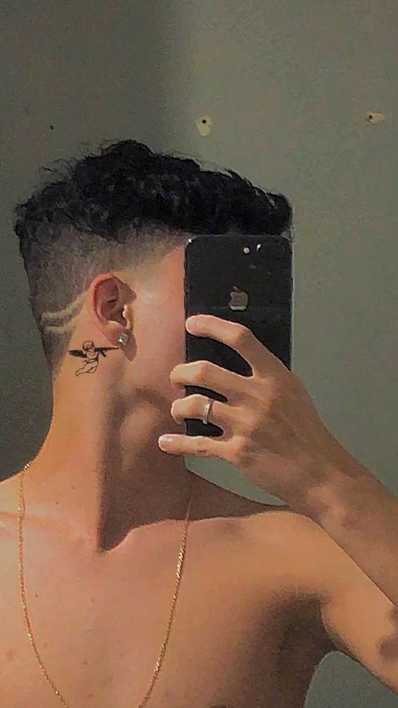 behind ear tattoo for men