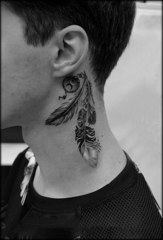Big Behind the ear tattoo for men