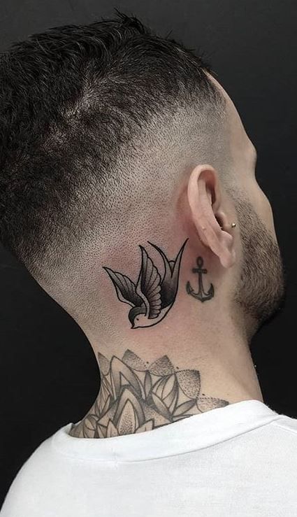Double Tattoo design behind the ear