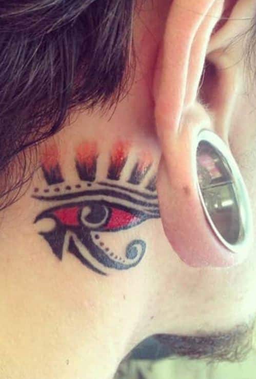Behind ear tattoo design for men