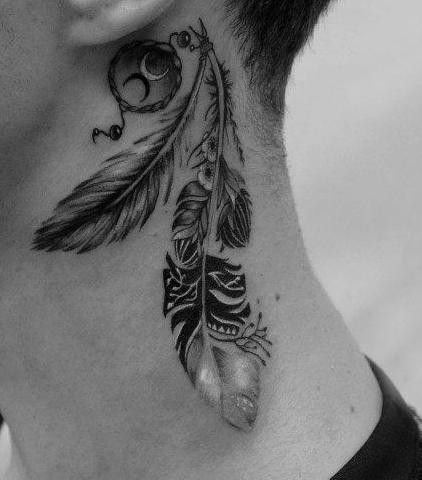 feather tattoo behind ear male ideas