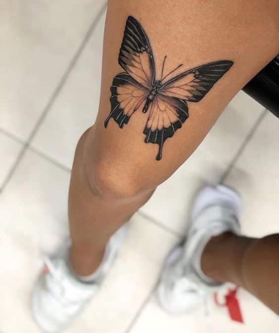 Butterfly Above Knee Tattoo design