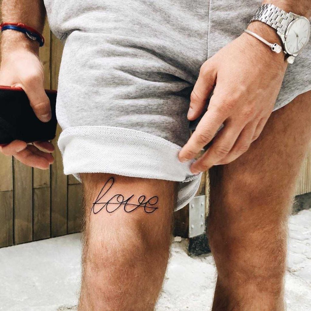 Love Above Knee Tattoo design