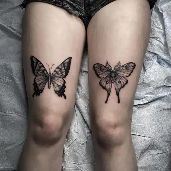 Butterfly on both Knee above tattoo