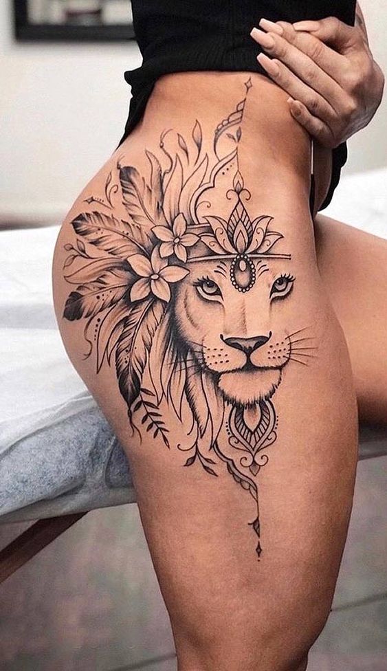 Above Knee covering thigh Tattoo design