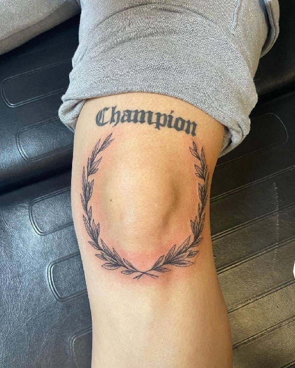 Champion Above Knee Tattoo design