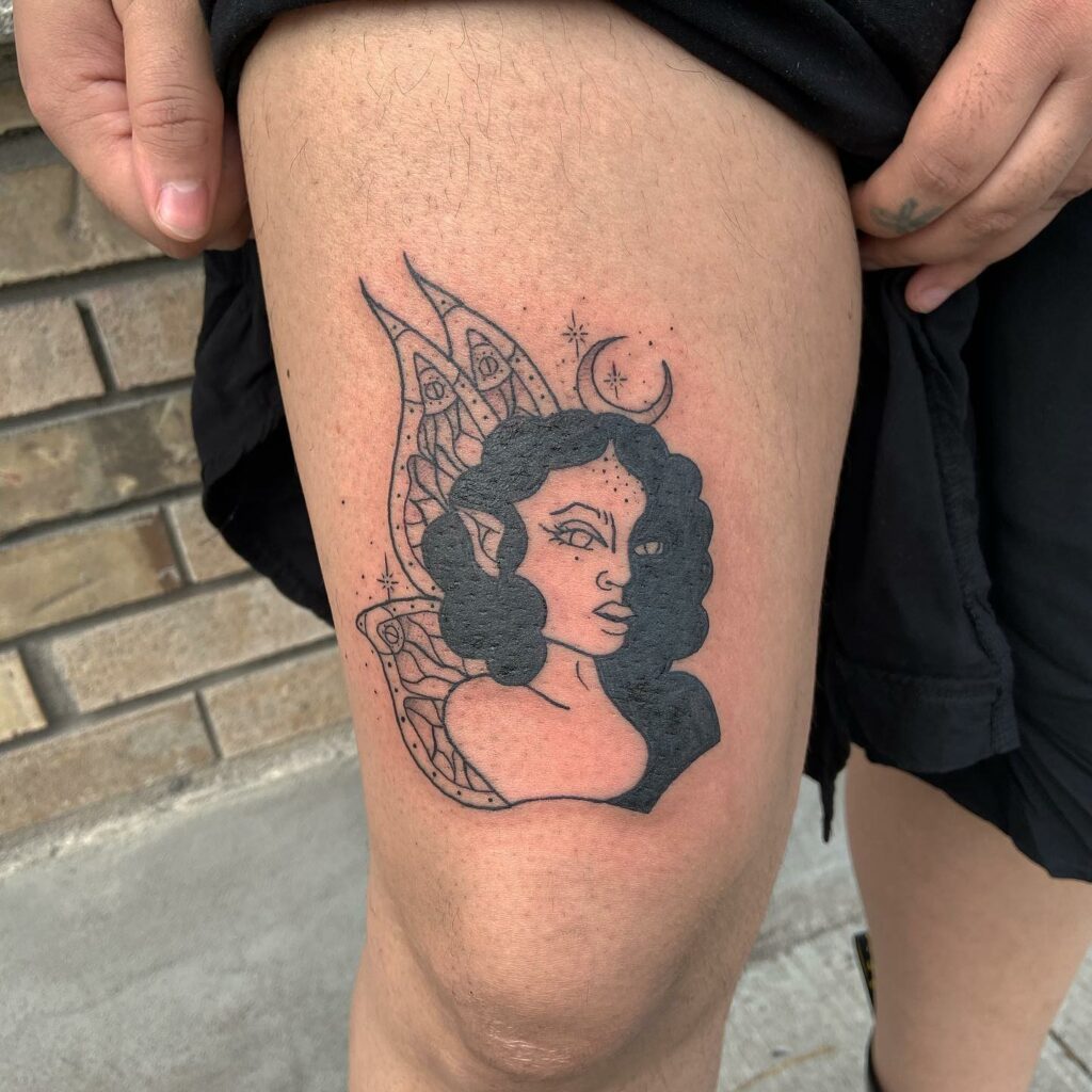 Queen Above Knee Tattoo design