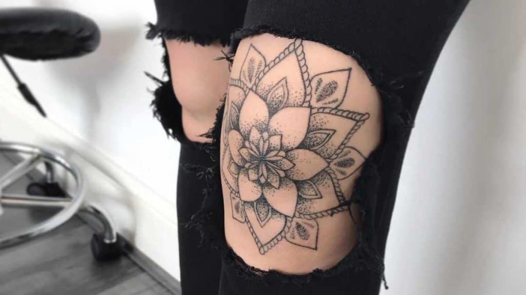 Tattoo covering knee and Above Knee Tattoo design