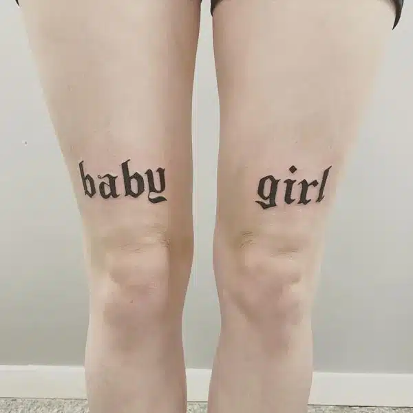 Baby Girl Above knee Tattoo Designs