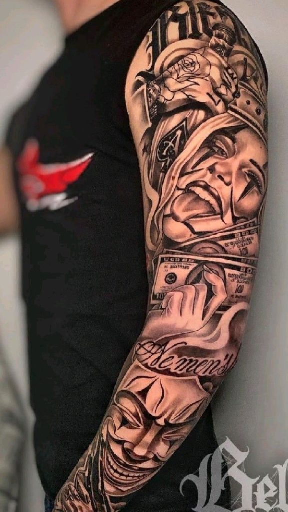 Gangster hood forearm tattoos