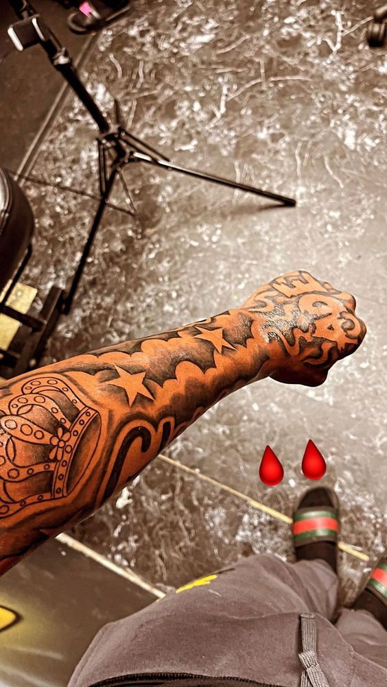 Full Gangster hood forearm tattoos