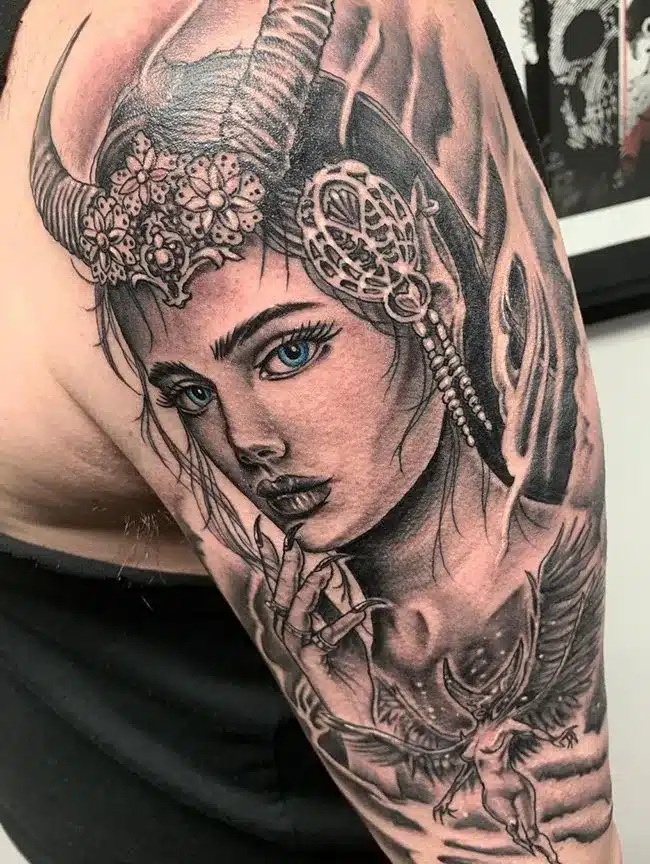 Pretty lady Succubus Tattoo Ideas