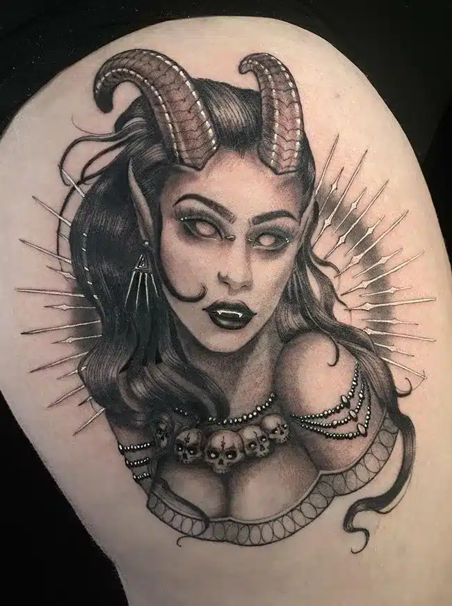 Girl with Succubus Tattoos