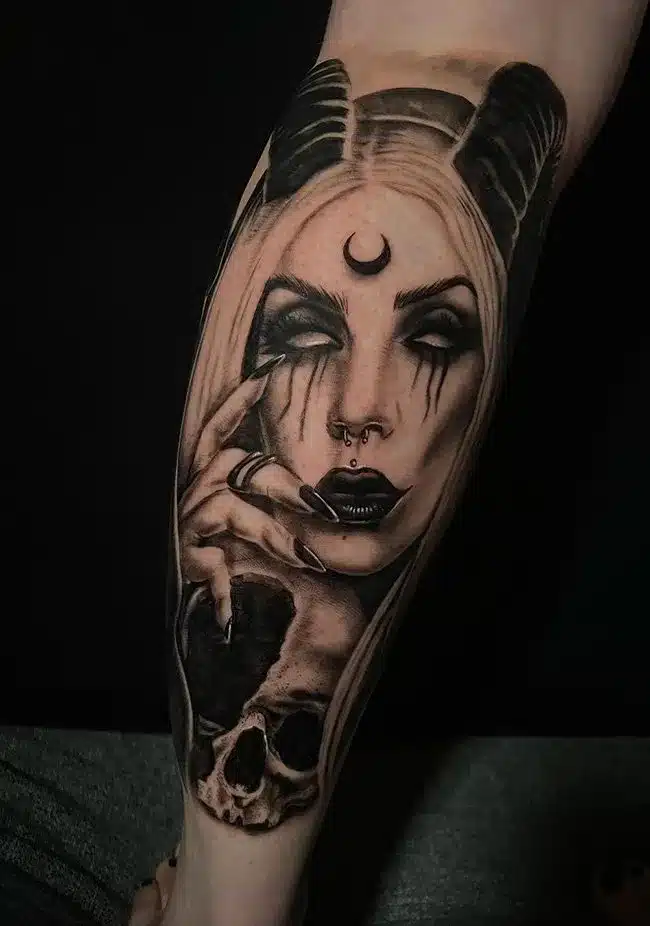 Moon face Succubus Tattoo