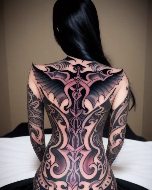 big design on back Succubus Tattoo