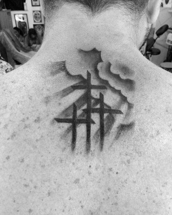 3 Cross Tattoo on back neck on men