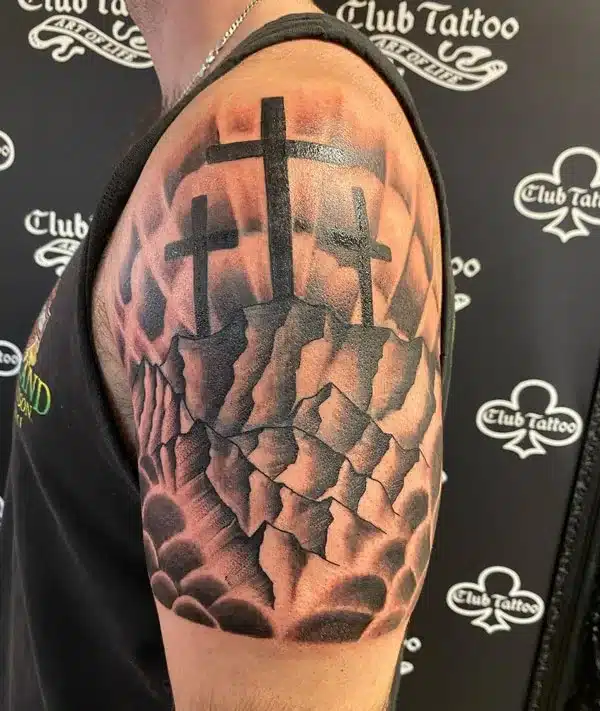 3 Cross shoulder Tattoo ideas