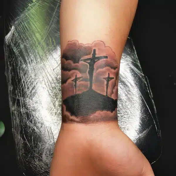 3 Cross Tattoo shade on Wrist
